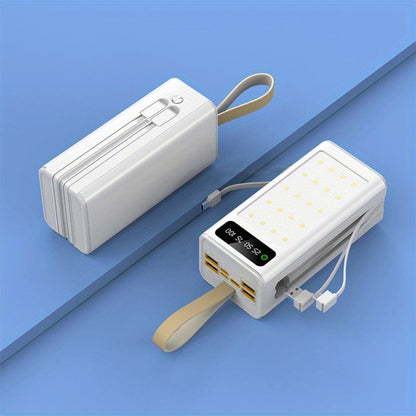 80000mAh Power Bank Built-in 4 Cables PD22.5W Fast Charging, LED Digital Display, Flashlight, Lanyard