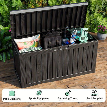Large Resin Deck Box Lockable Outdoor Storage 80/100 Gallon, 345L UV Patio Storage Box for Garden, Patio and Yard Use