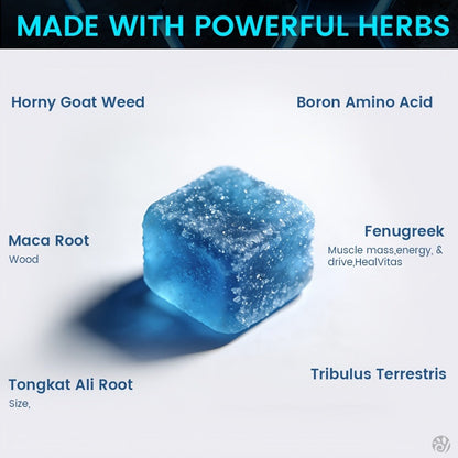 Men's Performance Gummies with Shilajit, Maca & Blueberry, Male Drive, Strength & Stamina Supplement