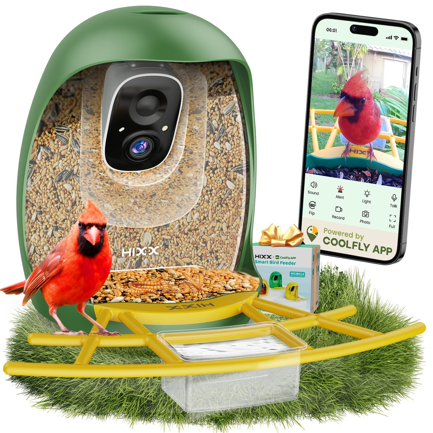 Smart Bird Feeder with Camera AI Bird Identification, 2K HD Live View, Auto Capture & Color Night Vision