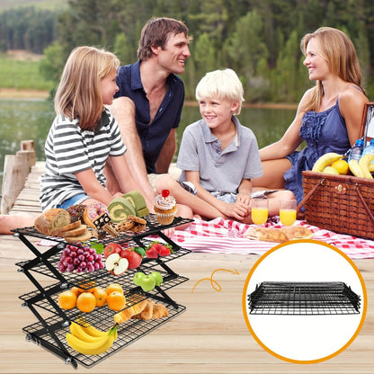 Foldable Cooling Rack for Baking, Stackable Wire Baking Rack with 4-Position Height Adjustment