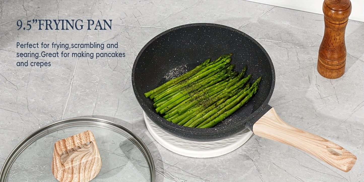Pots and Pans Set 12-Piece Non-Stick Kitchen Cookware – Complete Cooking Set with Frying Pan | Durable Even-Heating Non-Stick Coating |