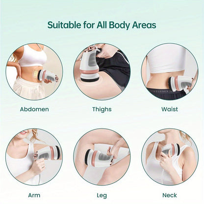Handheld Body Massager with 5 Interchangeable Heads & 3 Pads, Adjustable Vibration Intensity, Full Body for Abdomen