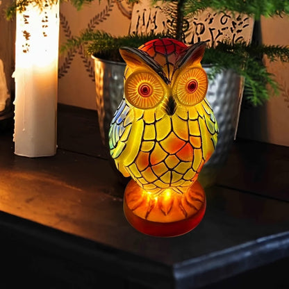 3D Resin Animal Night Light, Bohemian Vintage Dragon, Owl & Sea Turtle Stained Desk Lamp for Bedroom
