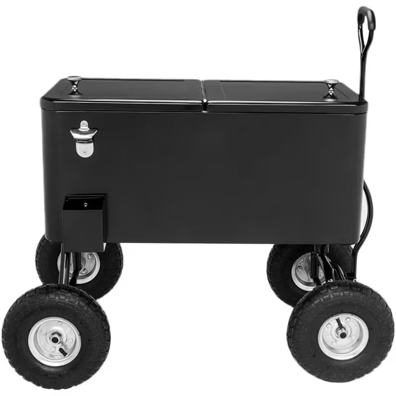 Rolling Cooler Cart 80QT Portable Wagon with 10" Wheels, Patio Beach Outdoor Drink Cooler, for Camping, Travel and Outdoor Use