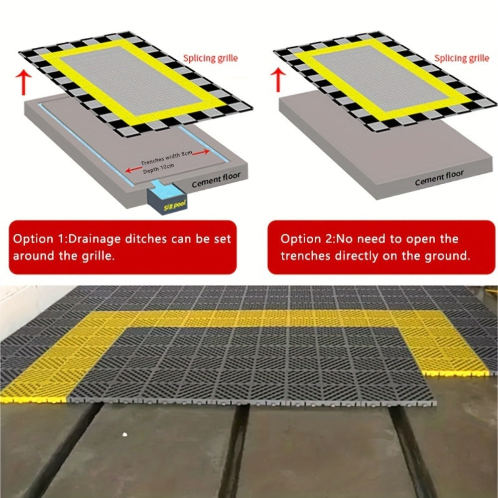 Garage Floor Tiles 25Pcs – Interlocking Plastic Mesh Spliced Floor Mats for Car Wash Auto Detailing Garage Flooring, 5 Colors
