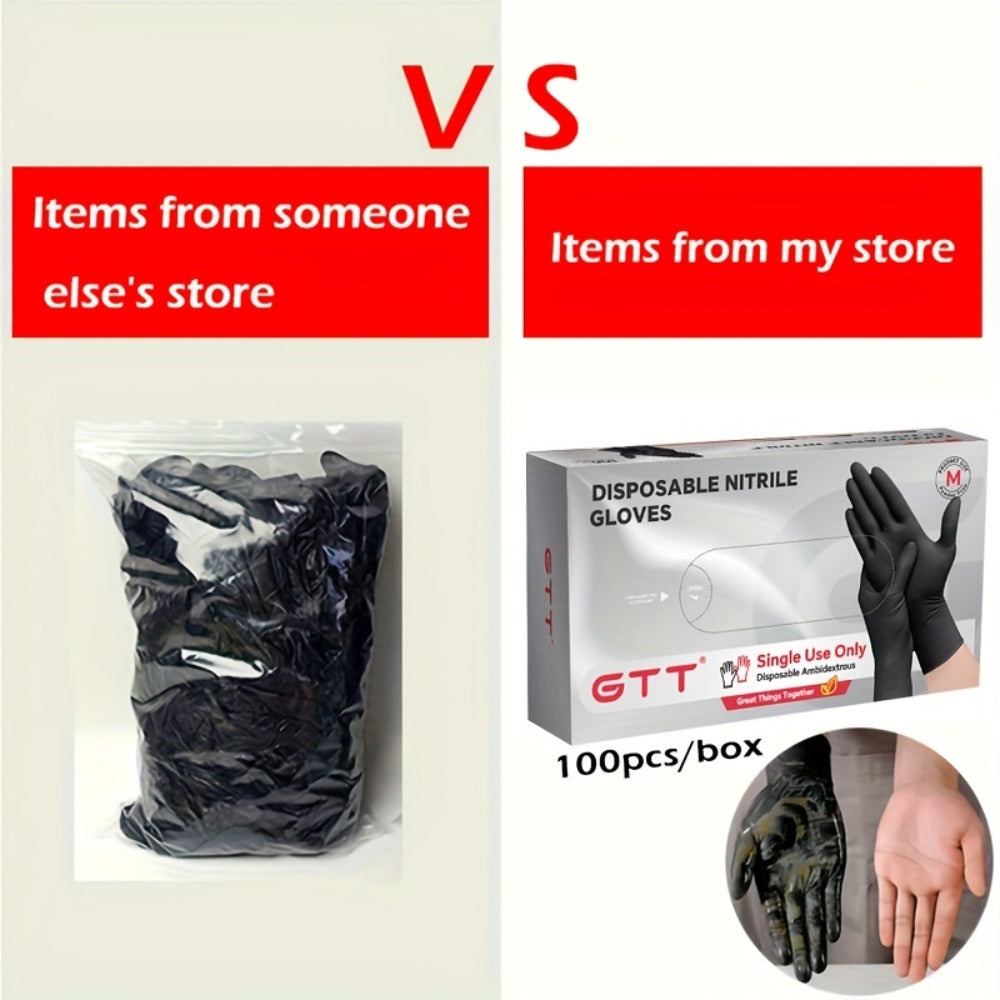 Nitrile Disposable Gloves 200 Count, Black Latex-Free Powder-Free Exam Gloves, Touchscreen Compatible