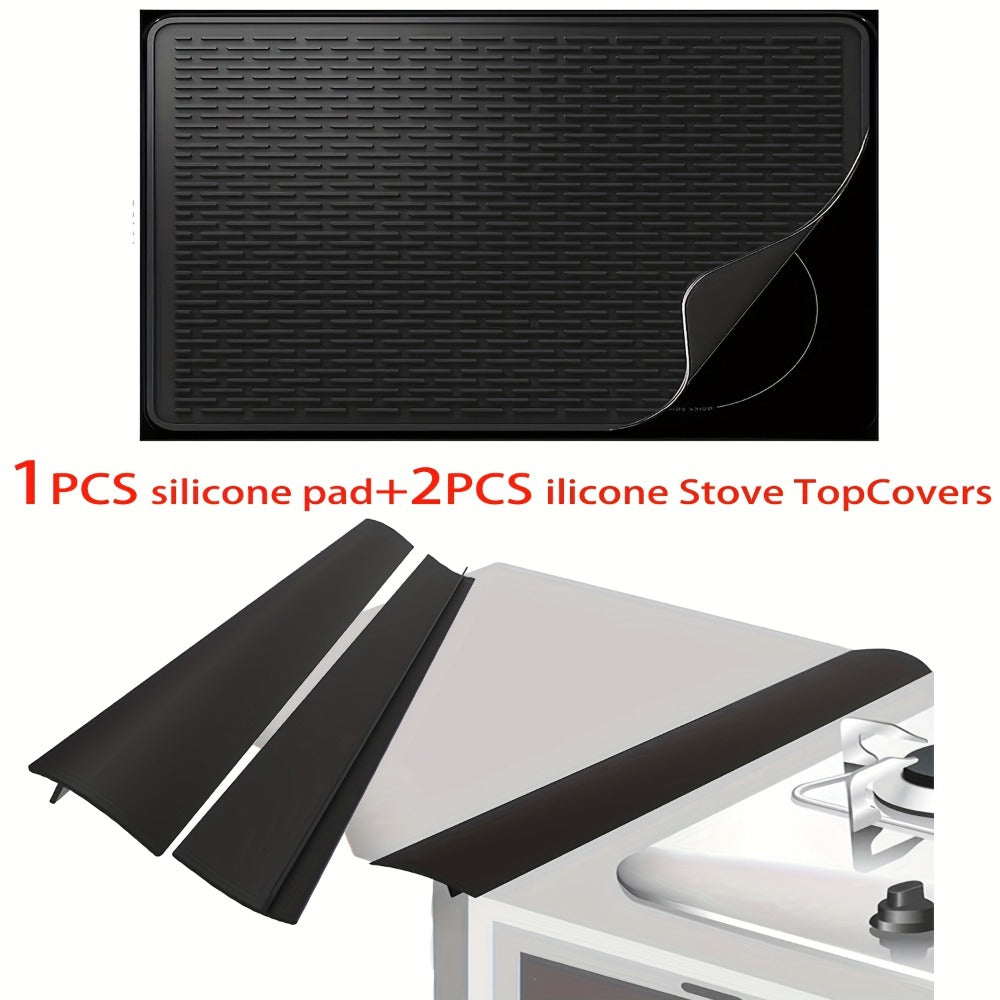 Silicone Stove Top Cover Mat, Heat-Resistant 28x20 Inch Cooktop Protector & Dish Drying Mat for Gas & Electric Stoves