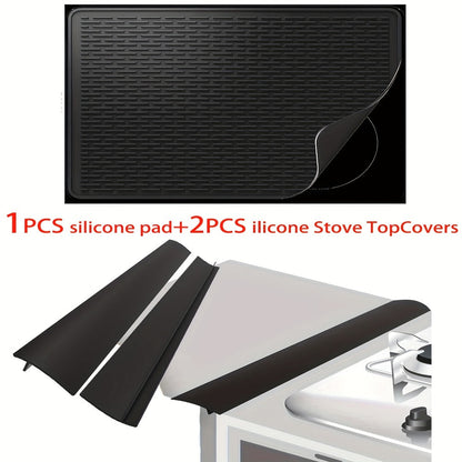Silicone Stove Top Cover Mat, Heat-Resistant 28x20 Inch Cooktop Protector & Dish Drying Mat for Gas & Electric Stoves