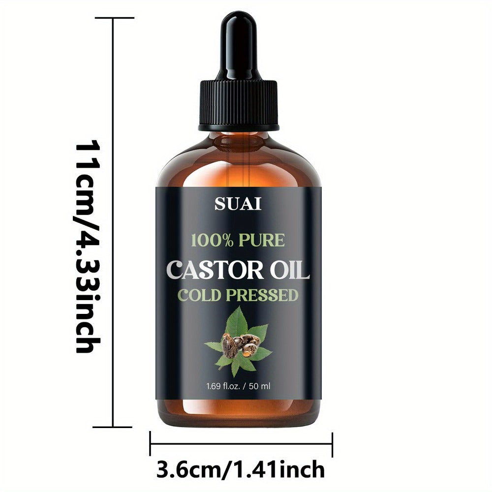 Castor Oil 100% Pure Cold Pressed 1.69oz – Hypoallergenic Multi-Use Oil for Hair Growth Eyebrow Eyelash Thickening Skin Moisturizing Nail
