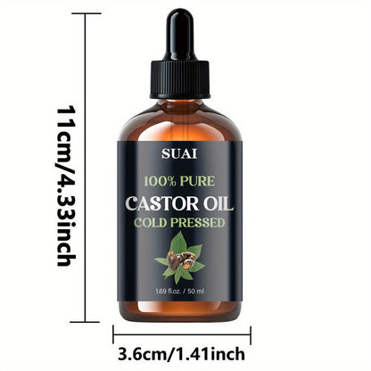 Castor Oil 100% Pure Cold Pressed 1.69oz – Hypoallergenic Multi-Use Oil for Hair Growth Eyebrow Eyelash Thickening Skin Moisturizing Nail