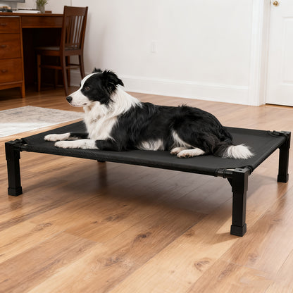 Elevated Dog Bed with Cooling Mesh & Metal Frame – Raised Dog Cot Bed with Washable Breathable Mesh, No-Slip Feet