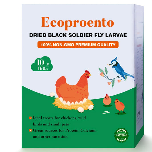 Non-GMO Dried Black Soldier Fly Larvae 5LB & 10LB – 85X More Calcium Than Mealworms, High Protein BSFL Treats for Chickens, Ducks