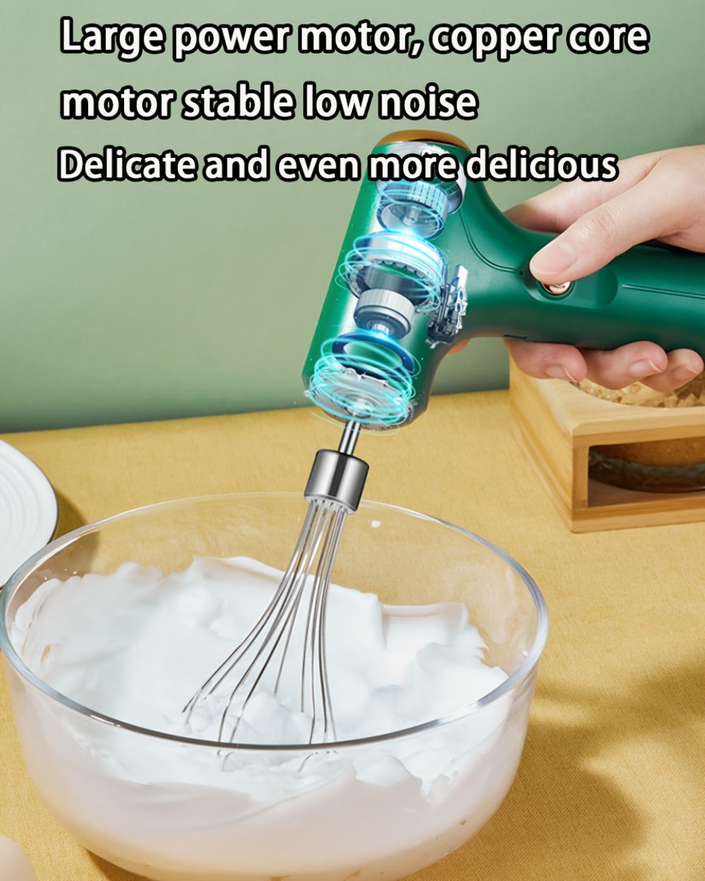 Cordless Electric Egg Beater & Cream Whipper - Handheld Stand-Up Portable Mixer for Cake Baking, Ice Cream & Whipping