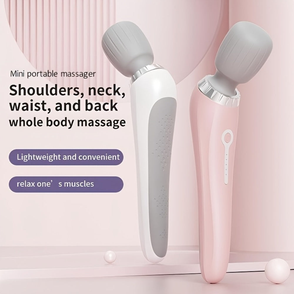 5-Speed USB Rechargeable Handheld Electric Massager Wand, Full Body Vibration Massage for Neck Back