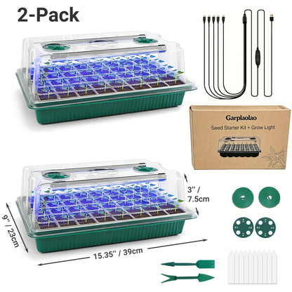 Seed Starting Kit LED Grow Light Timer, Indoor Seedling Tray Dome for Garden, Patio and Yard Use