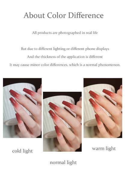Gel Nail Polish 9-Color Candy-Glass Set with Translucent Gradient Finish and Fall-Winter Shade Palette for Nail Art