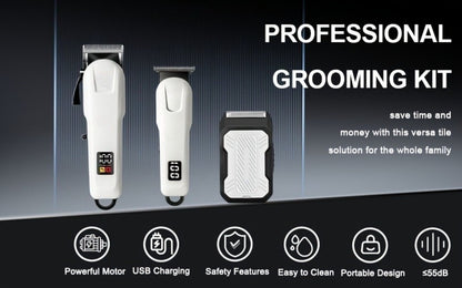 Electric Grooming Kit Hair Clipper & Razor Set USB Rechargeable with Digital Screen - 2 & 3 Piece Sets for Home Use & Salons