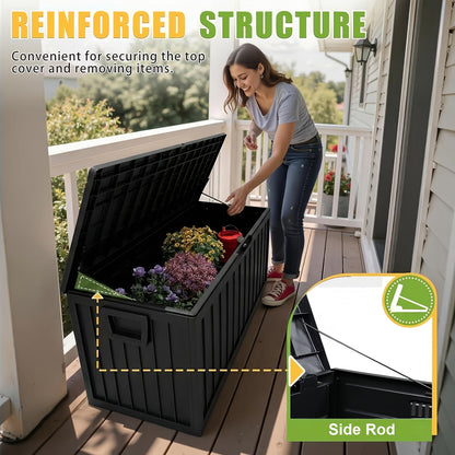 Deck Box Outdoor, Lockable Pool Patio Garden Tool Storage for Garden, Patio and Yard Use, with the Listed Configuration