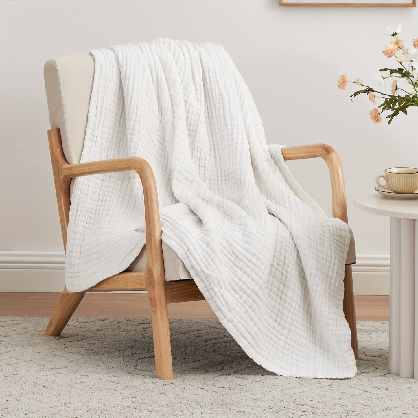 6-Layer Gauze Blanket 100% Muslin, Breathable Cotton Throw for Couch & Bed, All Season Adult Blanket