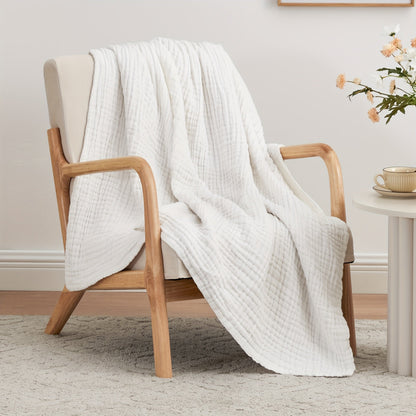 6-Layer Gauze Blanket 100% Muslin, Breathable Cotton Throw for Couch & Bed, All Season Adult Blanket