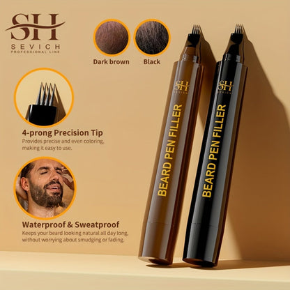 Beard Filler Pencil with Brush, Waterproof Beard Pencil for Fuller Thicker Beard, Fills Sparse Patchy Beard & Mustache