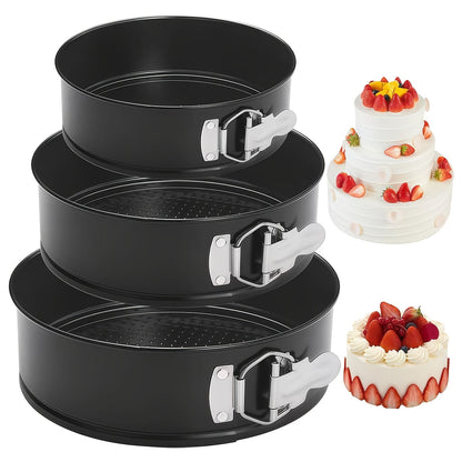 Removable Bottom Cake Pan Set, Nonstick Carbon Steel Round & Heart Shaped Springform Baking Pans
