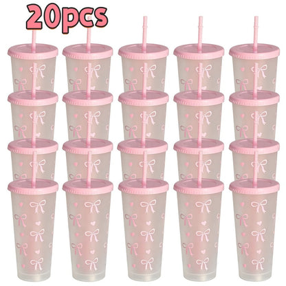Reusable Party Cups 24 oz with Lids Straws and Dust Covers – BPA Free PP Plastic Tumblers Bulk Set 10 or 20 Pack for Parties Camping Office