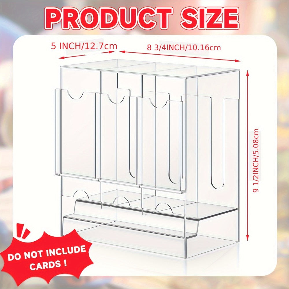 Booster Pack Dispenser Acrylic 3 Slots Clear Display Stand – Trading Card Pack Organizer Rack for Pokemon MTG Yu-Gi-Oh Sports Cards