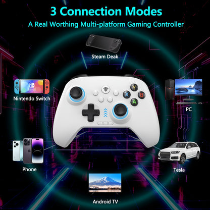 Three-Mode Wireless PC Controller with RGB Lighting, Hall Effect Joystick & Trigger, Programmable Buttons & Vibration for Windows PC
