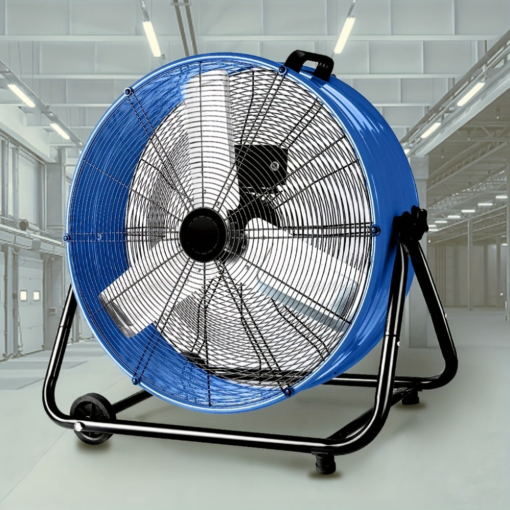 Industrial Floor Fan 24 Inch 9000 CFM Drum Fan 3-Speed 360 Degree Tilt with Casters for Entryways, Bedrooms and Living Spaces
