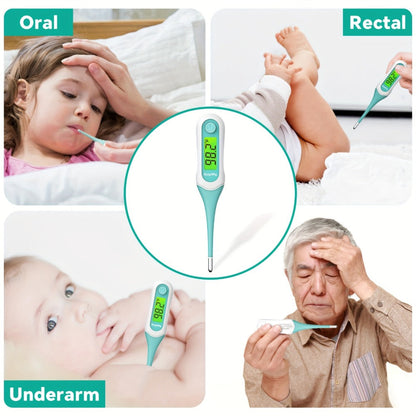 Digital Oral Thermometer for Adults & Kids, 8-Second Fast Read, Bendable Tip, 3-Color Fever Backlight