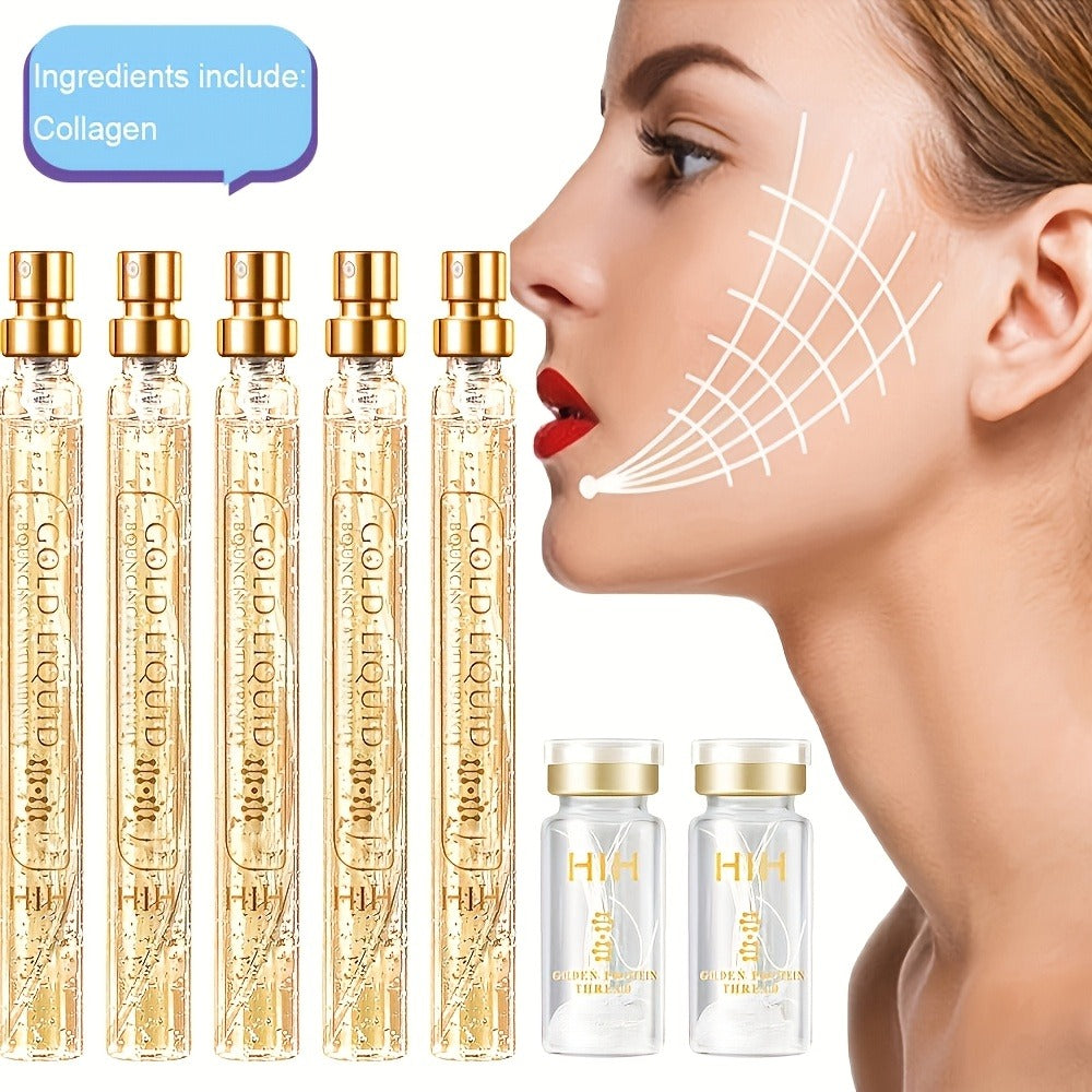 Collagen Protein Thread Lift Set Instant Face Absorbable Silk Fibroin Serum Threads Face Essence Gift Set