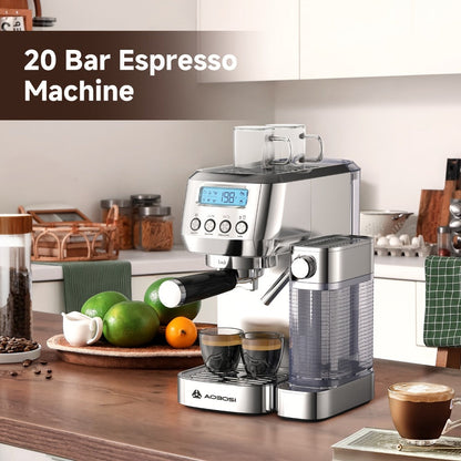 Espresso Machine 20 Bar with Milk Frother, Dual Boiler Coffee Maker, Touch Control, Cappuccino & Latte Machine with Dual Wall Filters