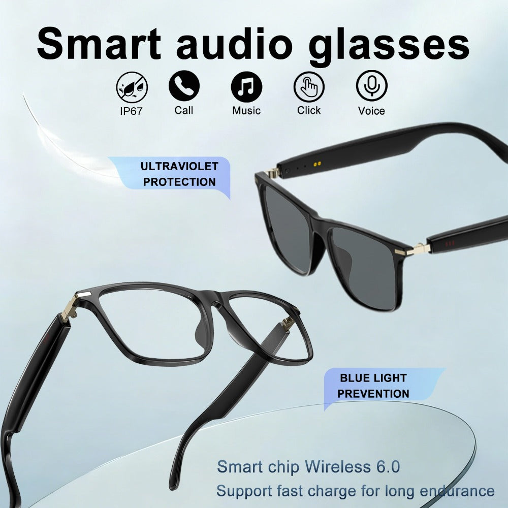 Anti-Blue Light Smart Audio Glasses Bluetooth 5.3 HiFi Open-Ear Wireless Calls Music Anti-UV Lens for an Everyday Personal Care Routine