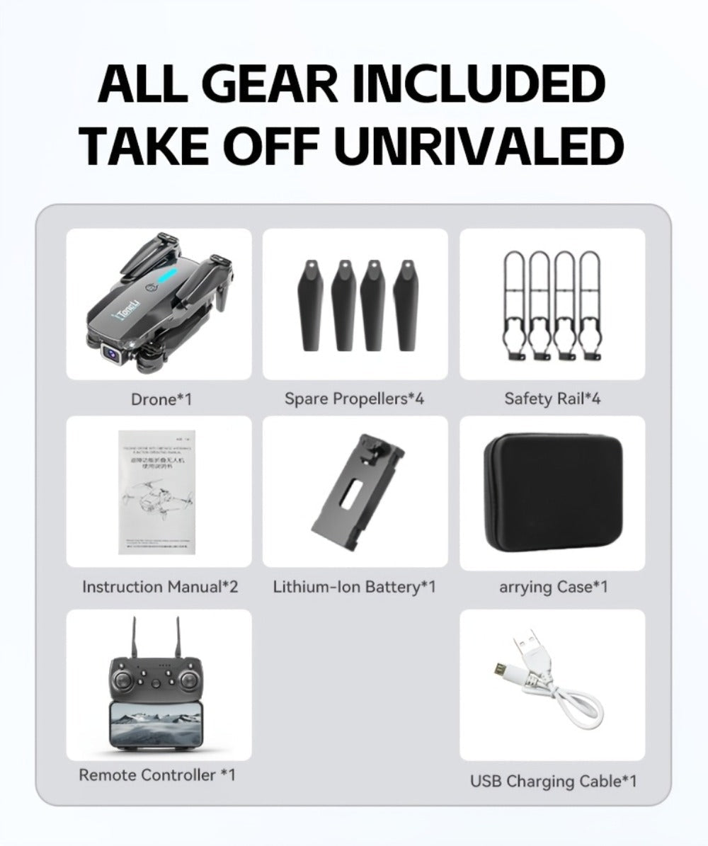 Foldable HD Camera Drone Free Storage Bag USB-C Charging 3D Flips Single or Dual Camera Built-in Screen Remote