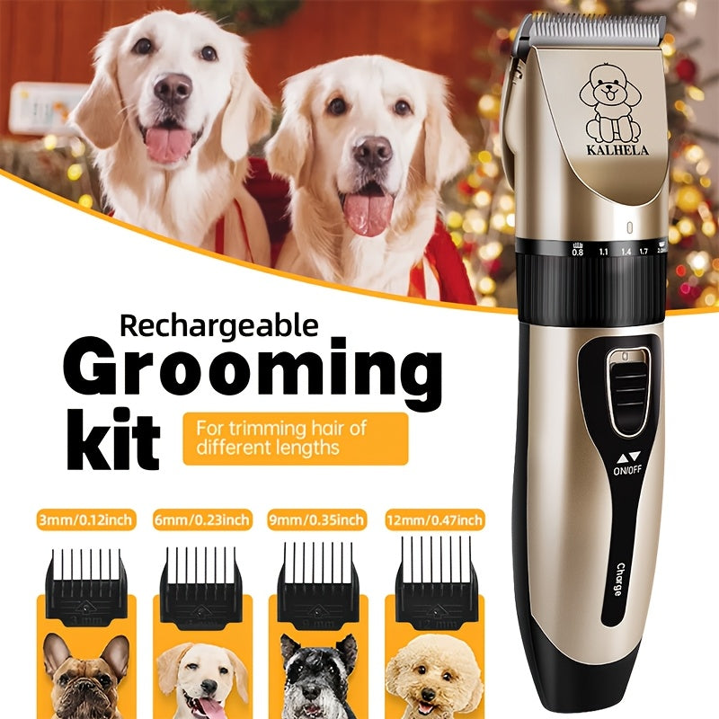 Dog Grooming Kit USB Rechargeable Electric Clippers Ceramic Blade Pet Hair Trimmer with Brush Comb Set for Cats Dogs Golden Red Grey Beauty