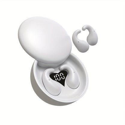 Heart-Shaped Bluetooth 5.4 Sleep Earbuds with Digital Charging Case in Black, White or Khaki