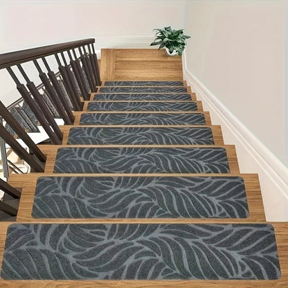 Stair Treads 15pcs 8"x30" Self-Adhesive Carpet Pads for Wooden Steps, Polyester Indoor Stair Mats for Safety