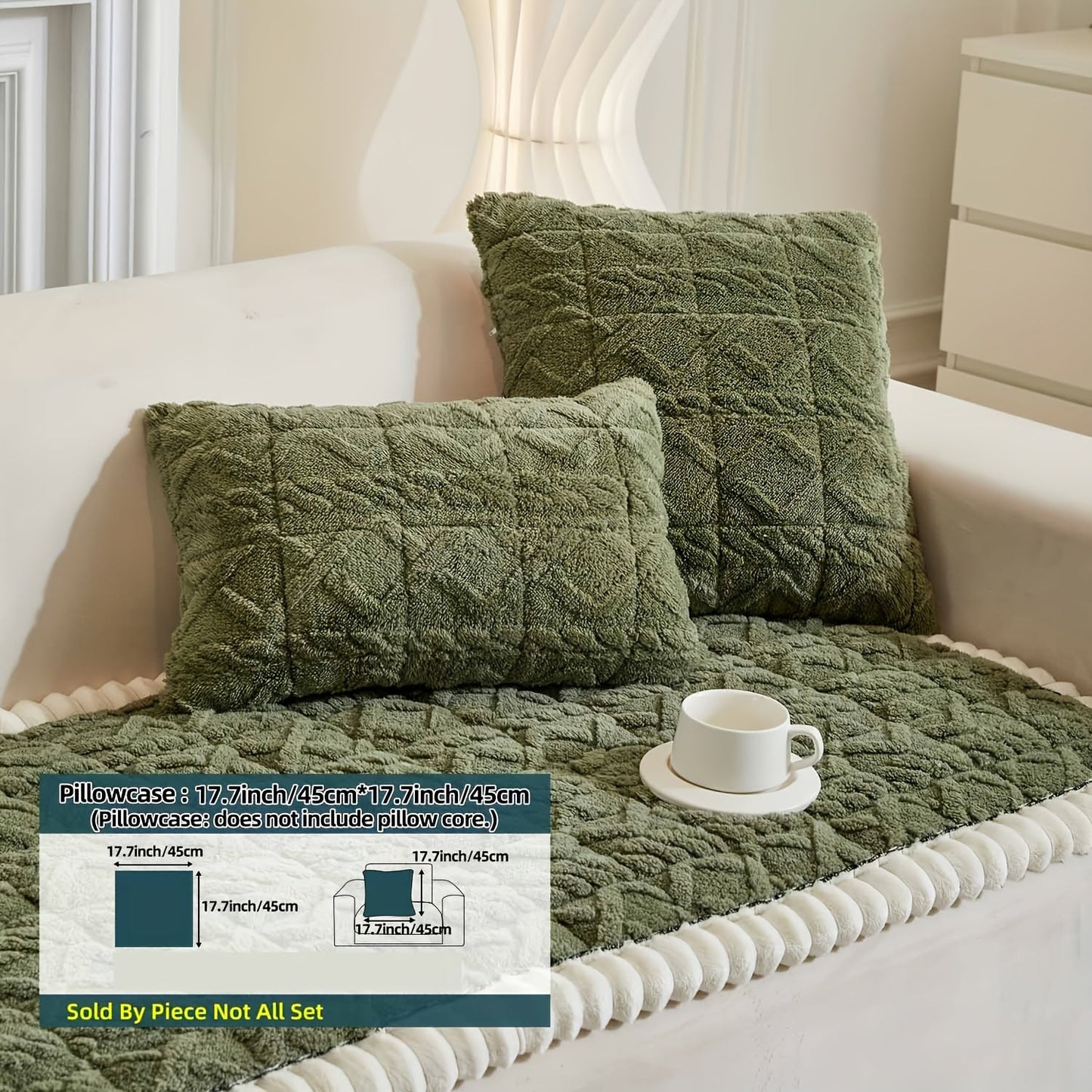 Sofa Cover Bohemian Quilted Shu Velveteen Panels with Ruffles and Design in Five Colors with Model-Specific Size and Color Options