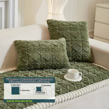 Sofa Cover Bohemian Quilted Shu Velveteen Panels with Ruffles and Design in Five Colors with Model-Specific Size and Color Options