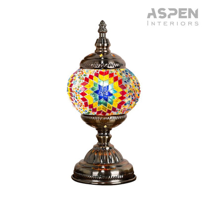 DIY Mosaic Lamp Kit Handmade Glass Table Lamp, Colorful Stained Glass Bedside Night Light with Antique Bronze Base