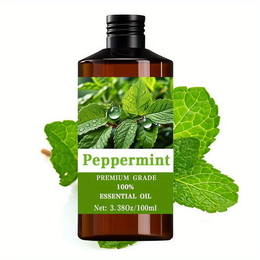Essential Oil for Diffuser, Peppermint Cool Minty Aroma in 100ml Bottle for Diluted Topical, Diffuser and Massage Use