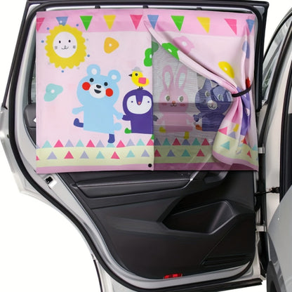 Magnetic Car Window Sunshade – Double Layer Side Window Sun Shade Curtain for UV & Heat Protection | Kids & Baby Car Shade | Blue