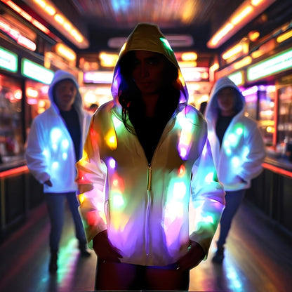 LED Light Up Party Jacket for Adults, Glowing Rave Costume Unisex Luminous Coat for Halloween, Christmas