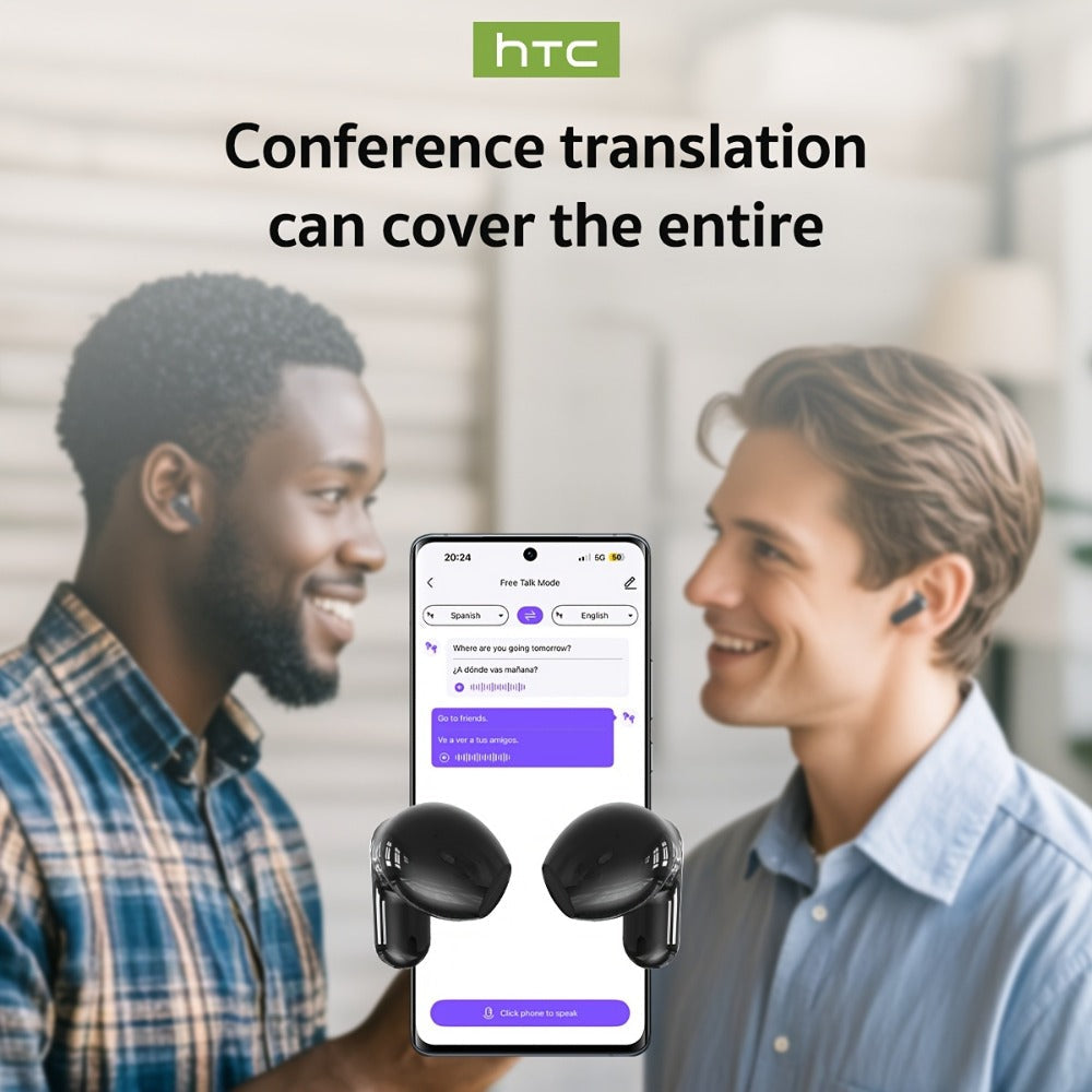 131 Language AI Translator Headset HTC NE20 Wireless 6.0 Smart LCD Touch Screen Gaming for Bedside Audio, Alarms and Room Entertainment