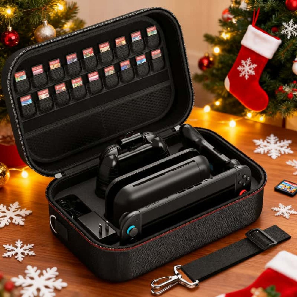 XL Carrying Case Compatible with Nintendo Switch 2, Card Slots, Accessory Compartments and Shoulder Strap