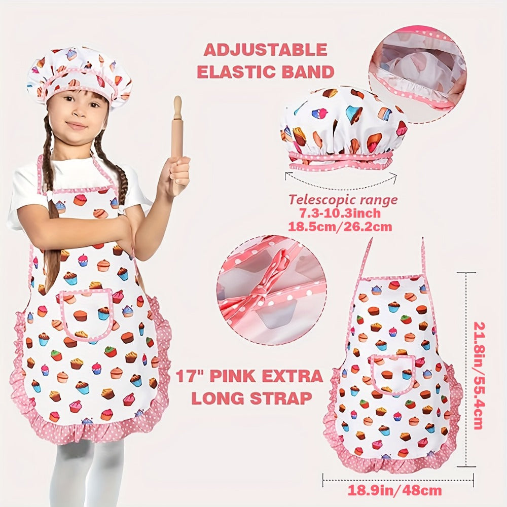 Kids Cooking & Baking Set 24 PCS, Chef Hat & Apron Dress-Up Costume with Baking Accessories for Girls Boys Ages 3-10