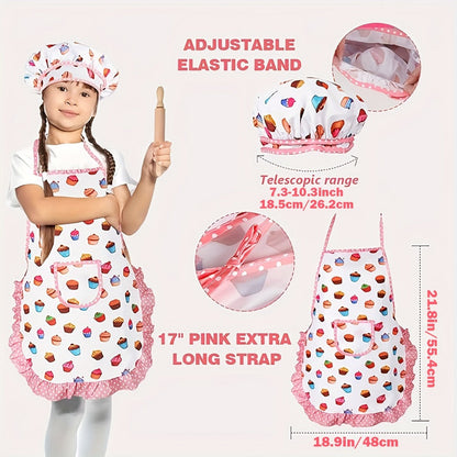 Kids Cooking & Baking Set 24 PCS, Chef Hat & Apron Dress-Up Costume with Baking Accessories for Girls Boys Ages 3-10