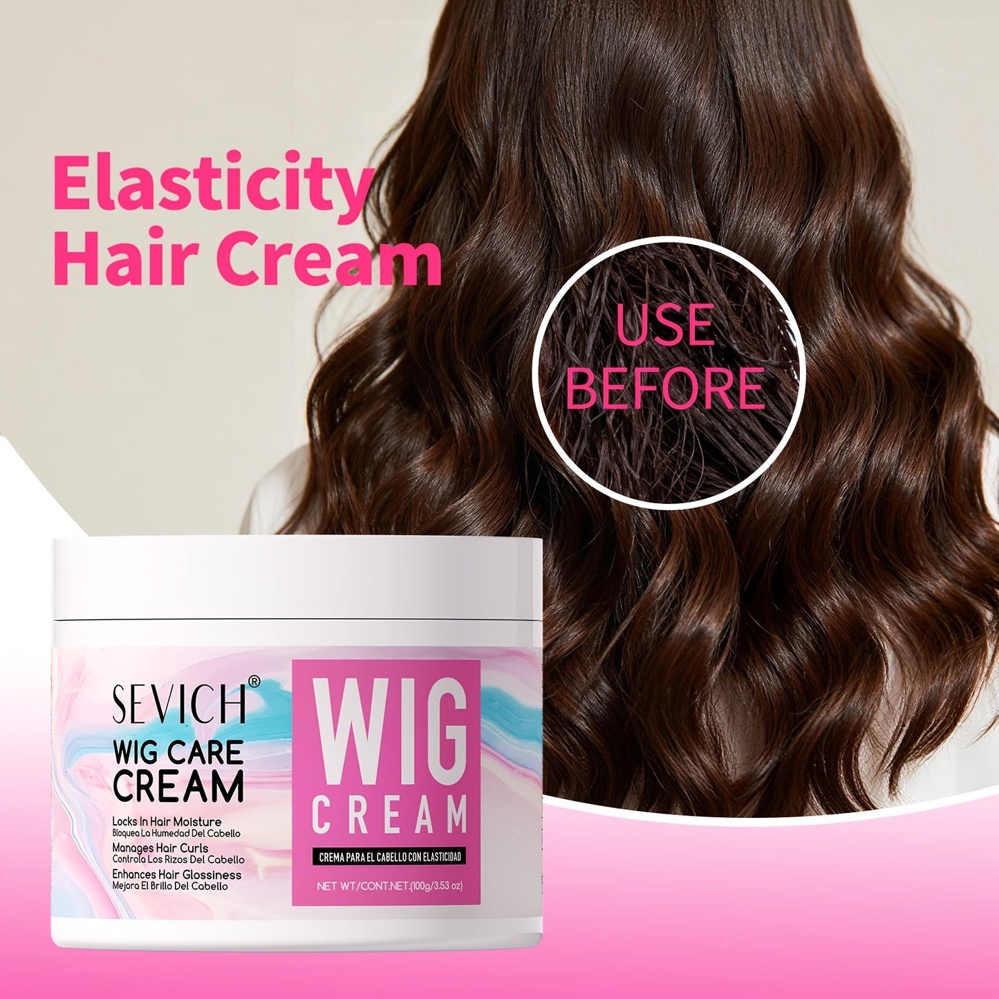 Wig Detangling Spray Leave-In Conditioner for Synthetic & Human Hair Wigs, Featherlight Frizz Control